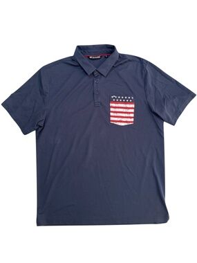 TravisMathew American Flag Pocket Polo Shirt Size XL